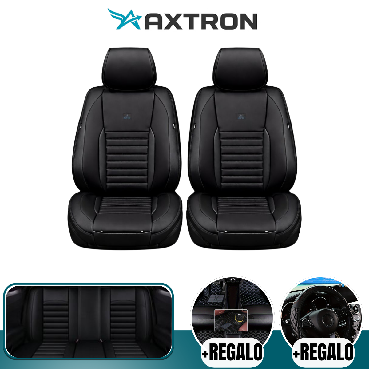 Funda para Auto Booster Universal en Cuero Legítimo con Airbag Incorporado + REGALO: Alfombra y Funda para Volante